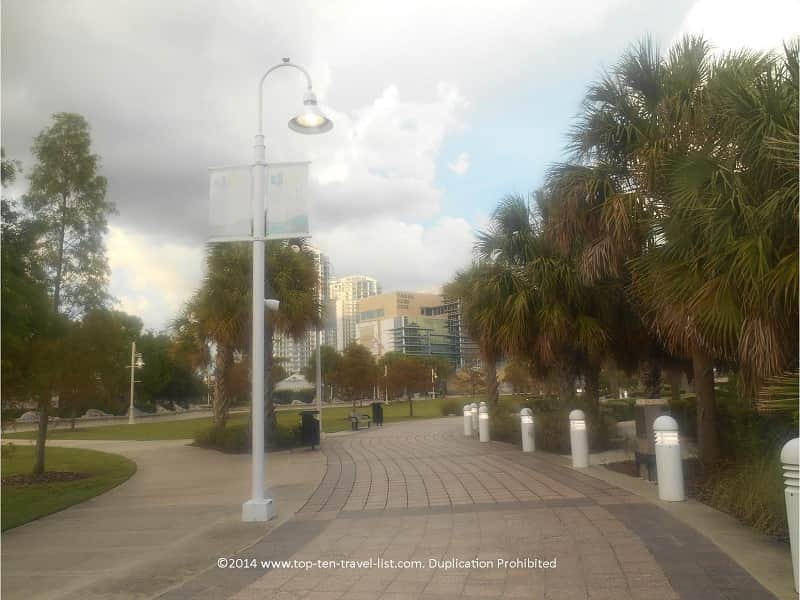 Nicely landscaped downtown Tampa Riverwalk