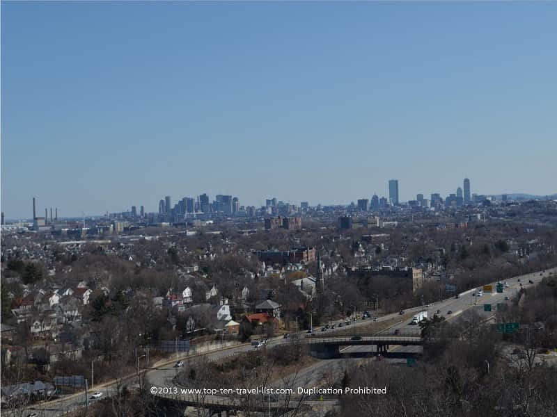 View of the Boston skyline from the Skyline Trail at Middlesex Fells Reservation