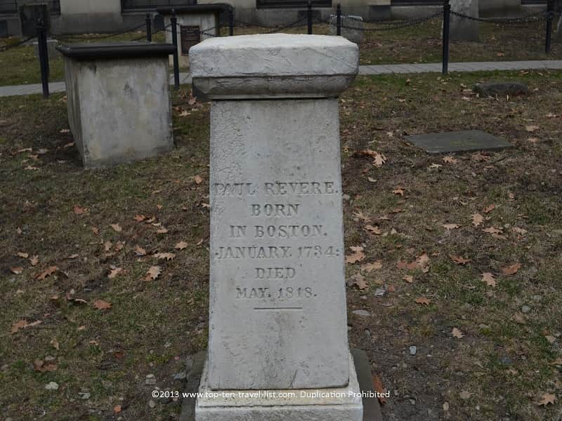Paul Revere gravestone in Boston