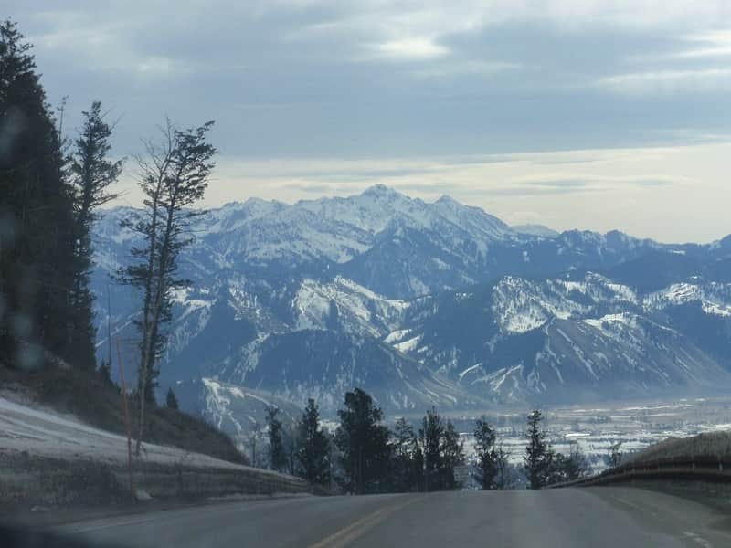 Snowy mountians on a winter visit to Jackson Hole, Wyoming