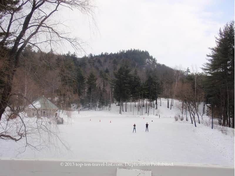 Ice skating at Nestlenook Farms in Jackson, New Hampshire