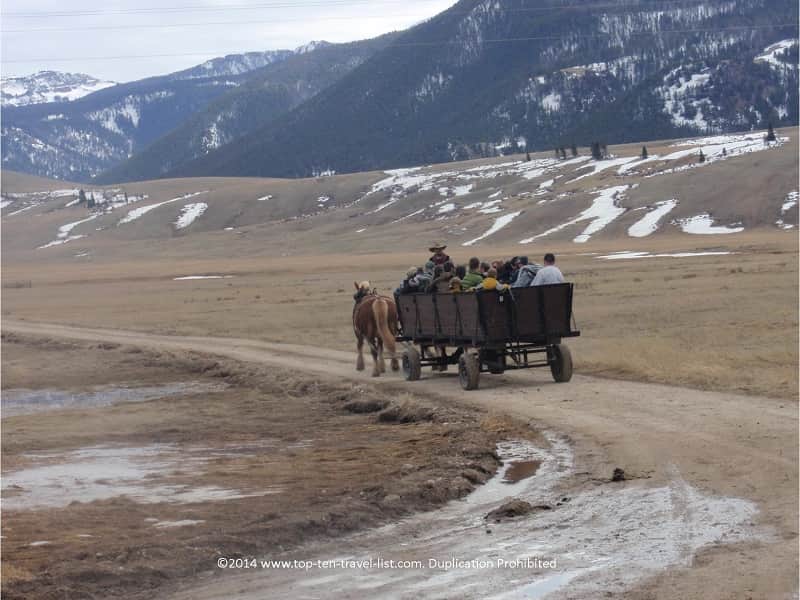 Wagon ride and mountain views in Jackson Hole 