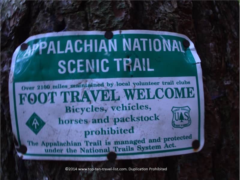 Appalachian Trail sign on a hike 