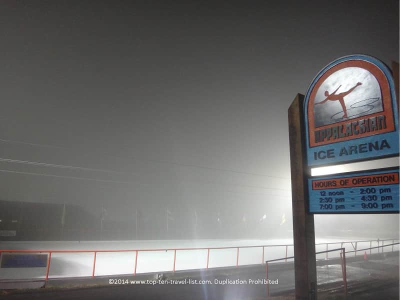 A foggy night at Appalachian Ice Arena 