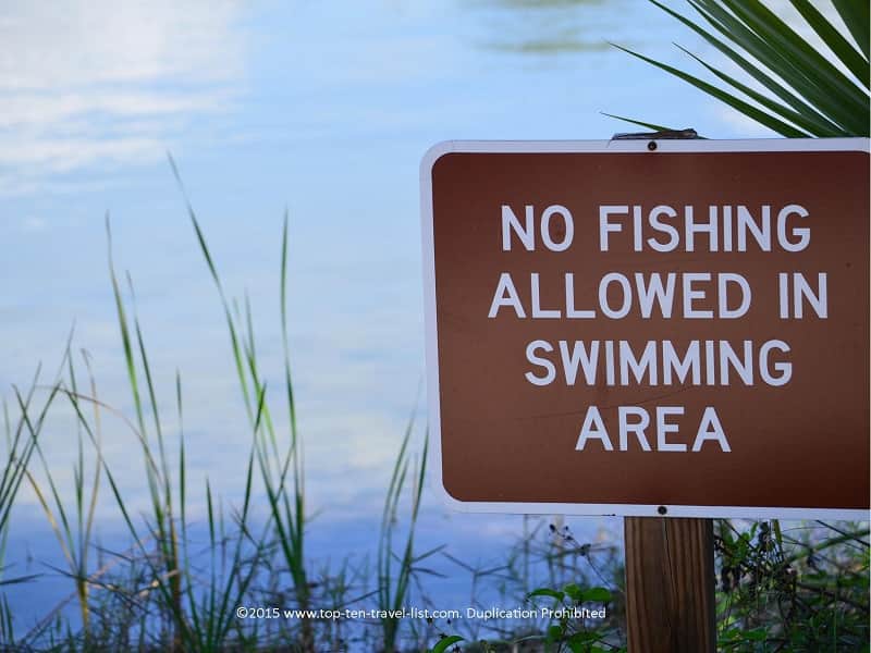 Swimming sign at Lake Osprey