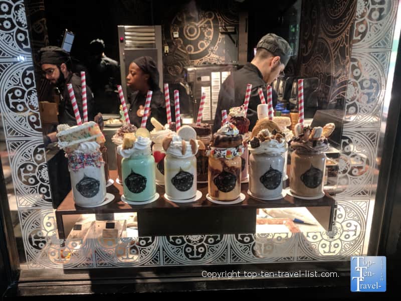 Specialty milkshakes at the Toothsome Chocolate Emporium at Universal City Walk