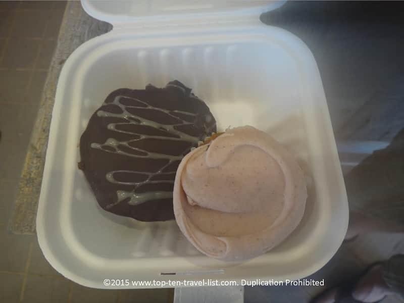 Pumpkin muffin and thin mint cookie at Erin McKenna's bakery