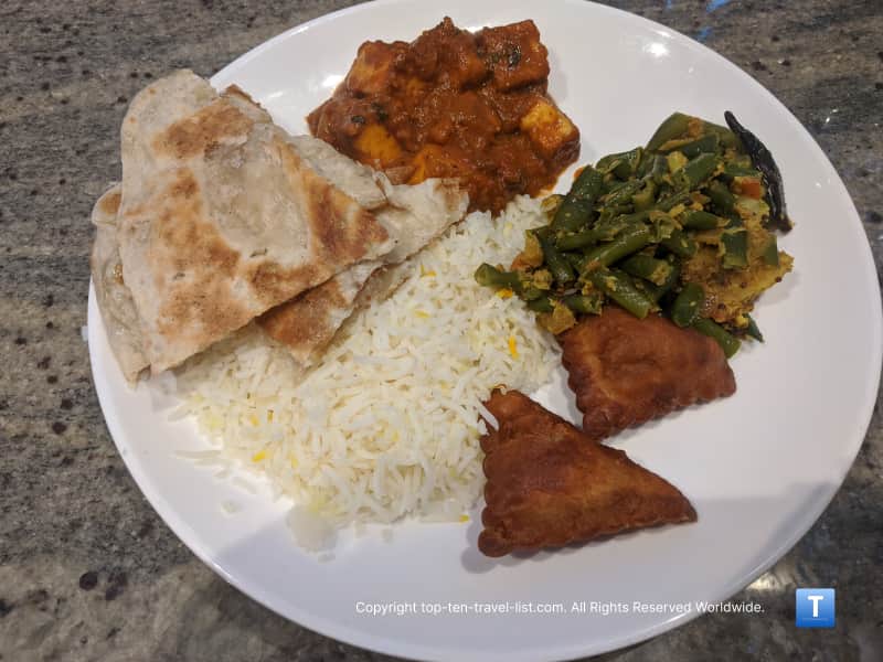 Vegetarian options at Ashirwad restaurant Orlando 
