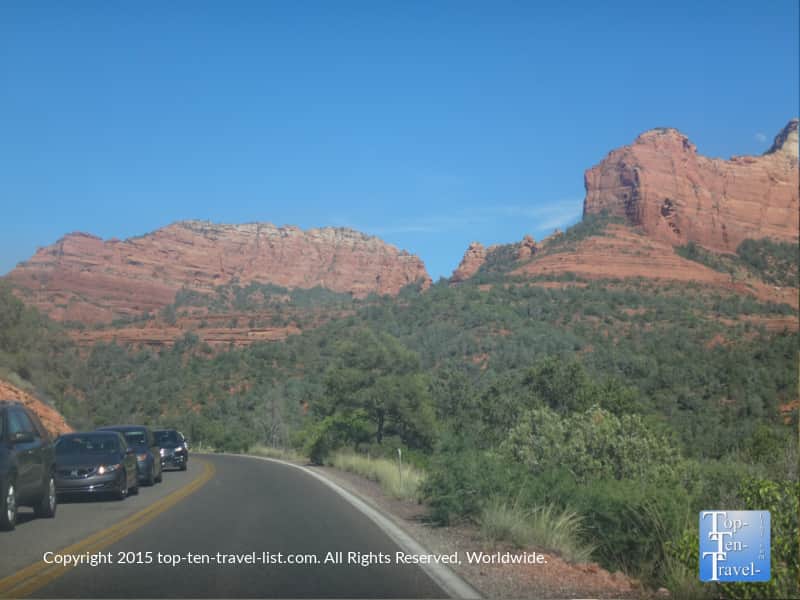 The scenic red rock views from Oak Creek Canyon drive. 