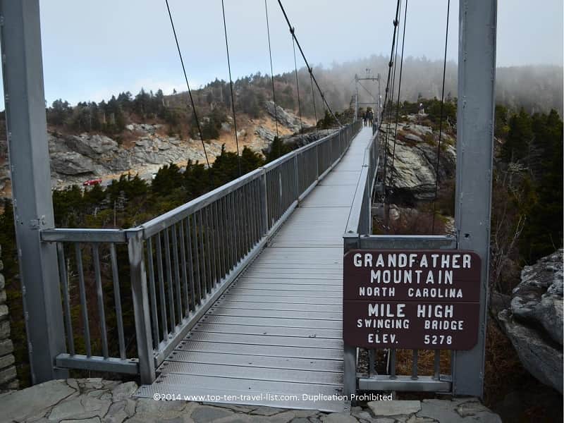 The mile high swinging bridge at Grandfather Mountain 