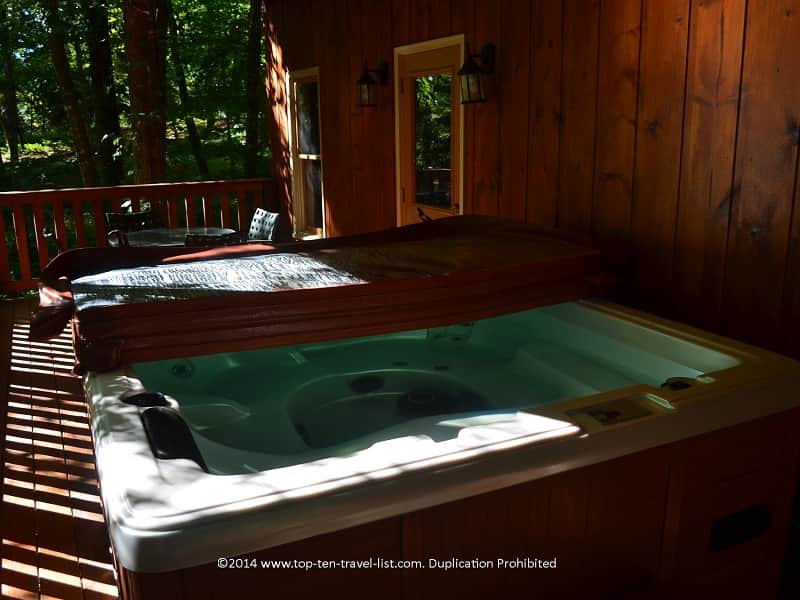 Hot tub at Mt. Laurel cabins in Blue Ridge, GA