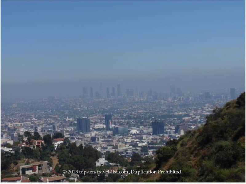Views of the Los Angeles skyline from Runyon Canyon 
