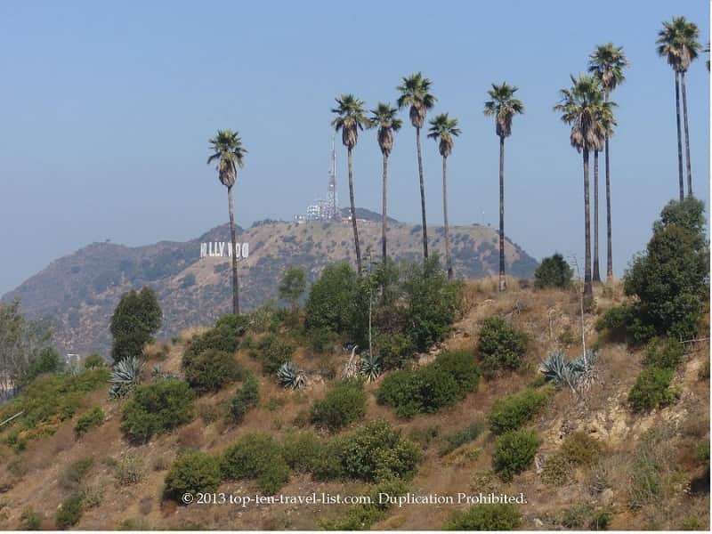 View of Hollywood sign from a hike at the Griffith Observatory 