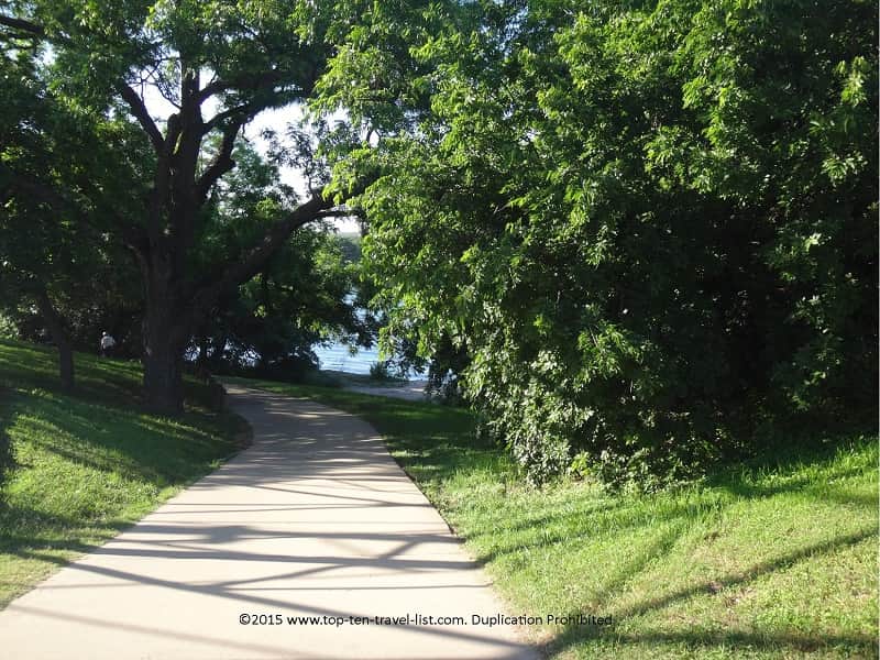 Beautiful trees and lake views on Austin's Lady Bird Lake trail