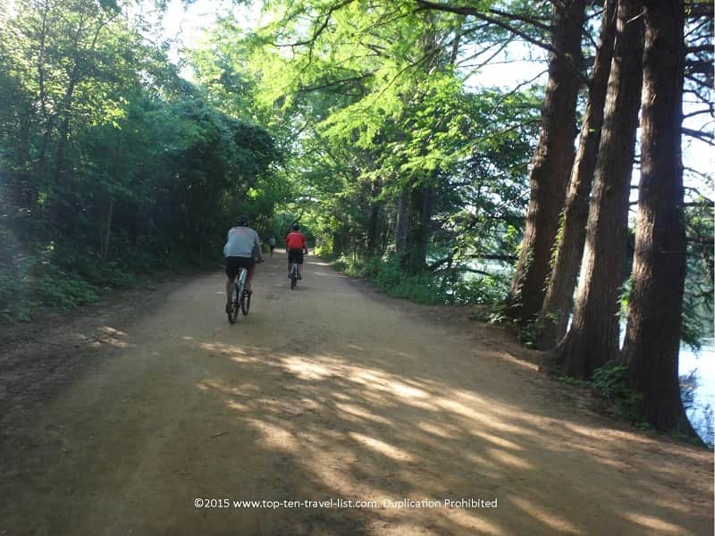 Cyclists on Austin's Ladybird Lake trail