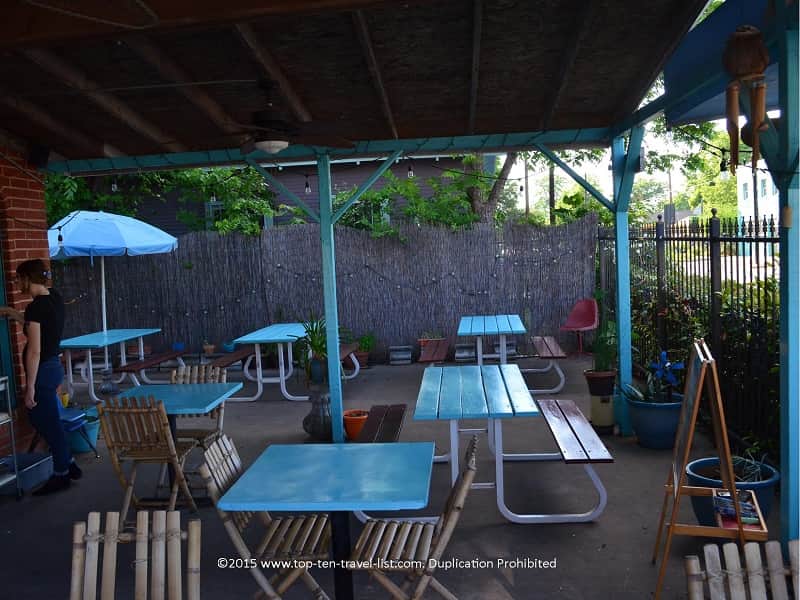 The outdoor patio is perfect for relaxing while enjoying your delicious comfort food favorites. 