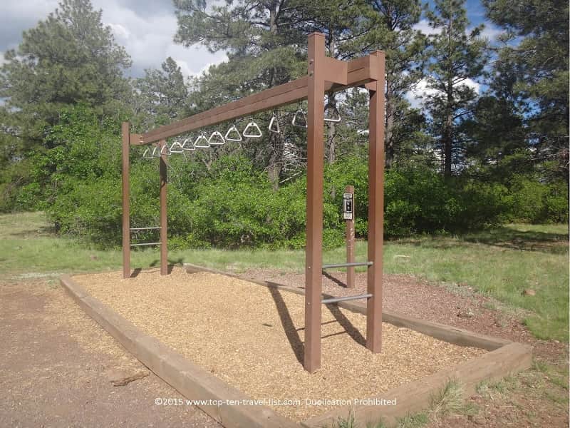 Fitness station along the 2 mile loop at Buffalo Park in Flagstaff