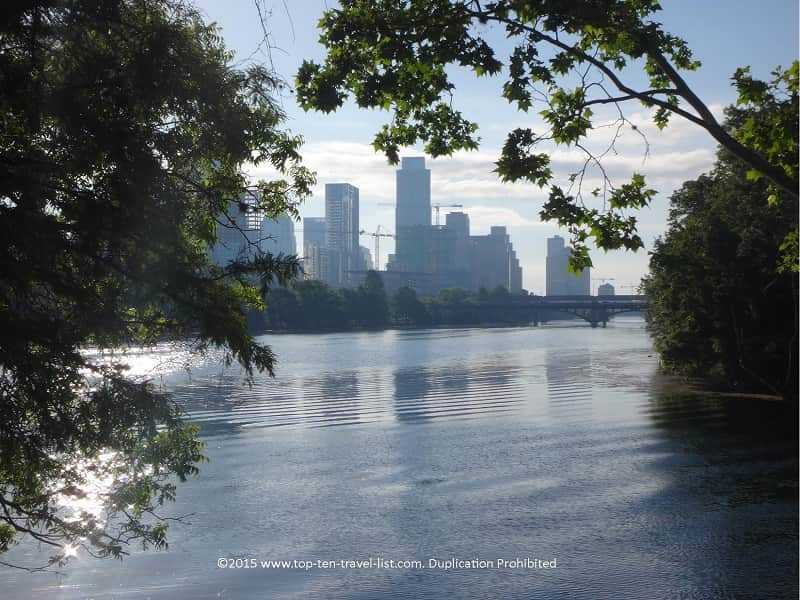 Pretty views of the Austin skyline from the Lady Bird Lake trail