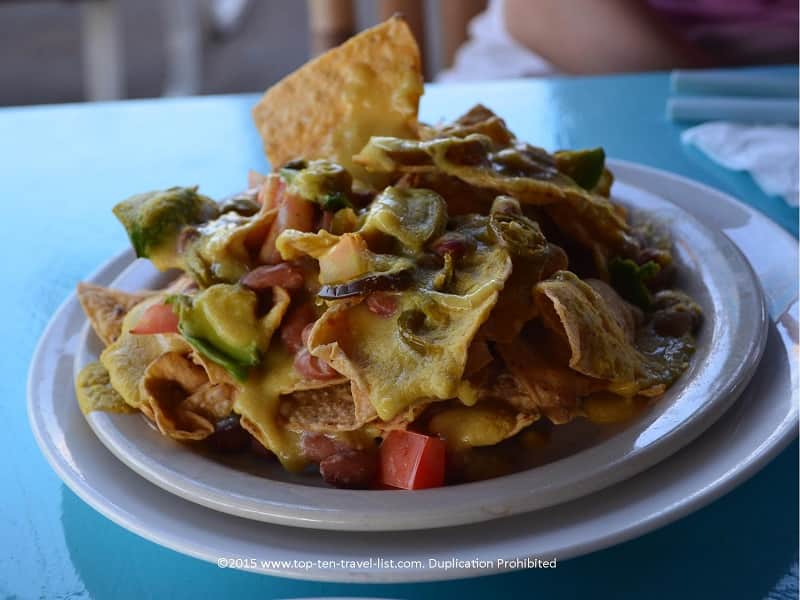 Counter Culture's vegan nachos (can be made GF) are simply amazing! Hot homemade queso, beans, avocados, diced tomatoes, and jalapenos create a winning appetizer!
