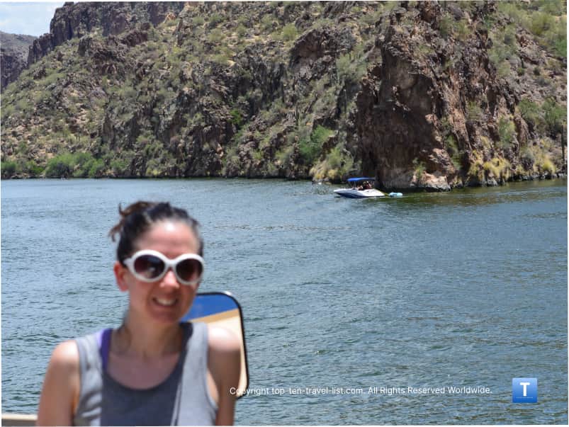 Enjoying the Saguaro Lake scenery in Arizona