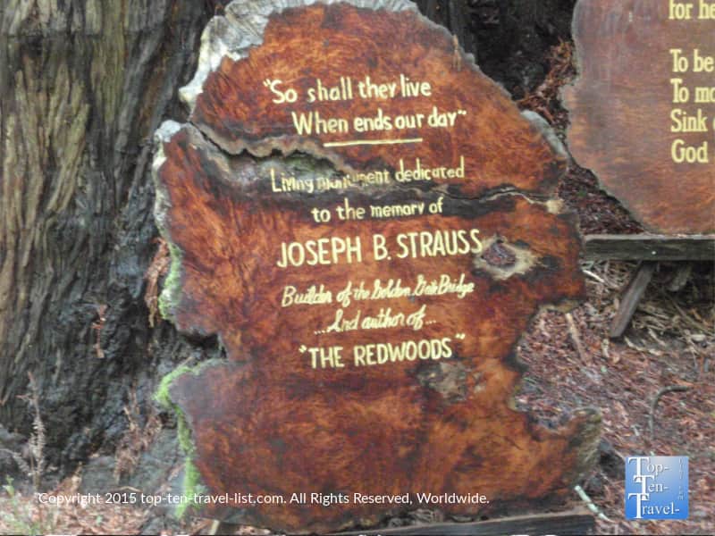 Joseph Strauss quote at Trees of Mystery in Northern California