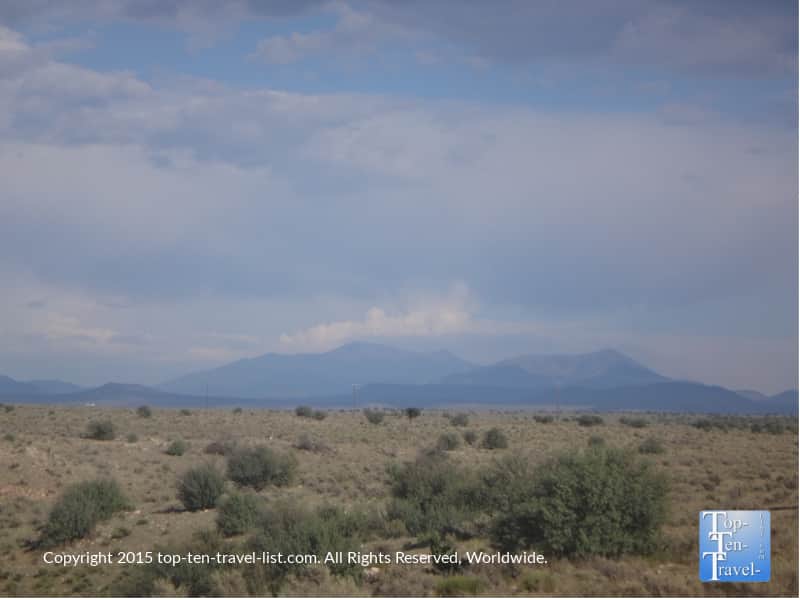 The San Francisco Peaks as seen from the Grand Canyon Railway