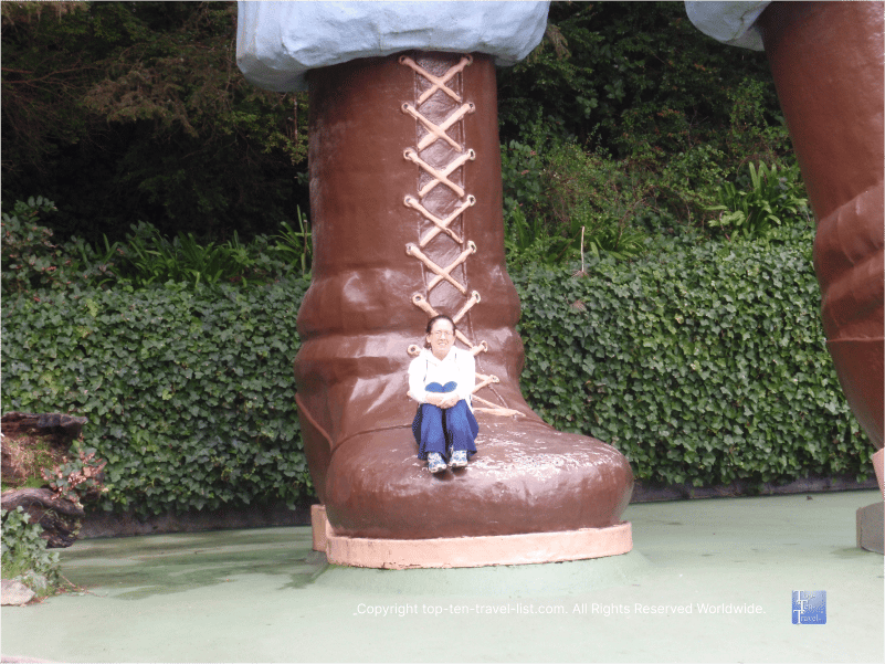 Paul Bunyan boot at Trees of Mystery in Northern California