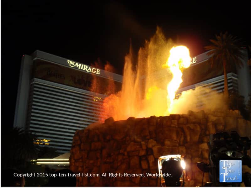 The Mirage volcano eruption show in Las Vegas, Nevada