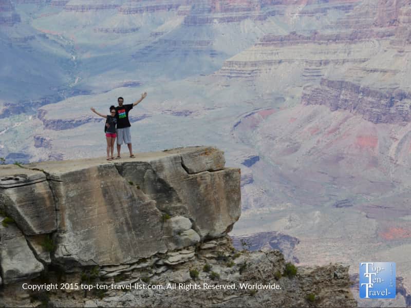 A photo on an overlook at the Grand Canyon South Rim