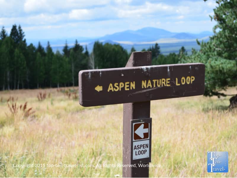 Aspen Nature Loop trail sign in Flagstaff