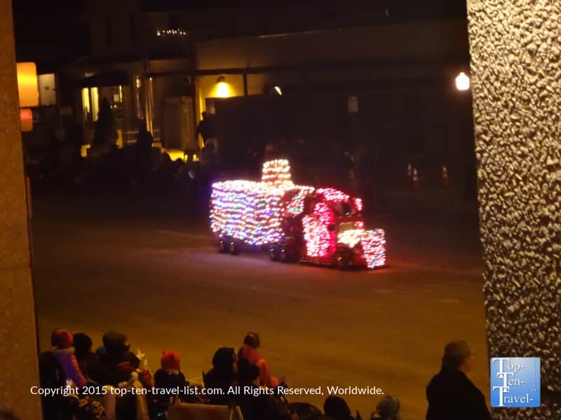 Festive truck in the Holiday Lights Parade in Prescott