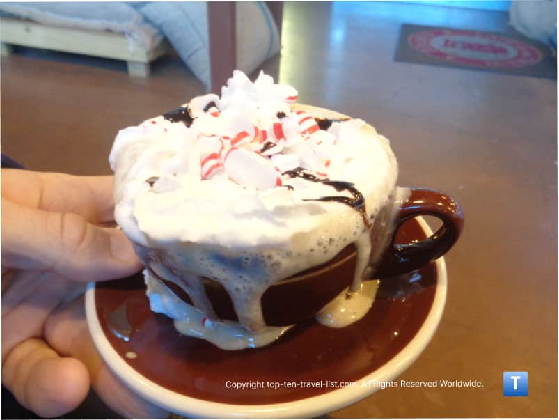 Polar Express latte at Late for the Train in Flagstaff