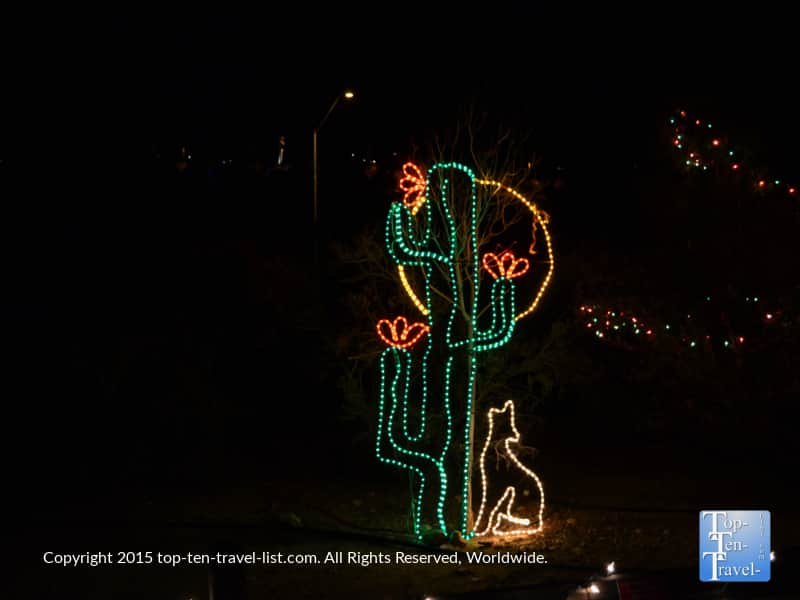 Cactus holiday display at Heritage Zoo in Prescott