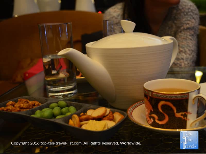 Pot of green tea at the Waldorf tea room in Las Vegas, Nevada