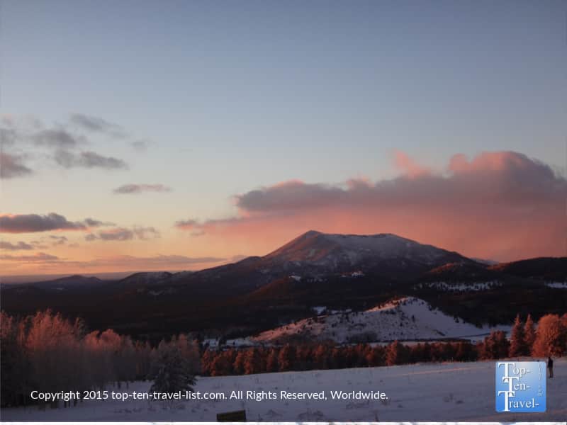 A gorgeous winter sunset at Snowbowl in Flagstaff