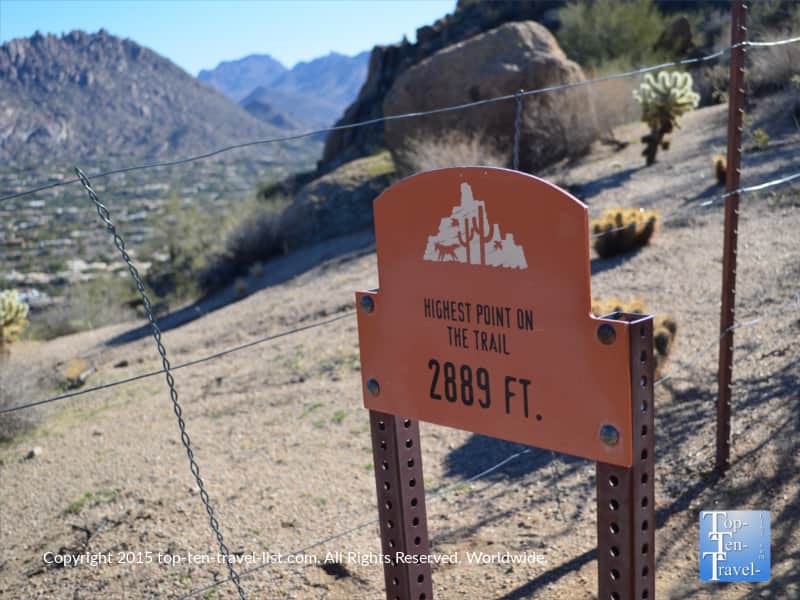 The highest point on the Pinnacle Peak Park trail in Scottsdale