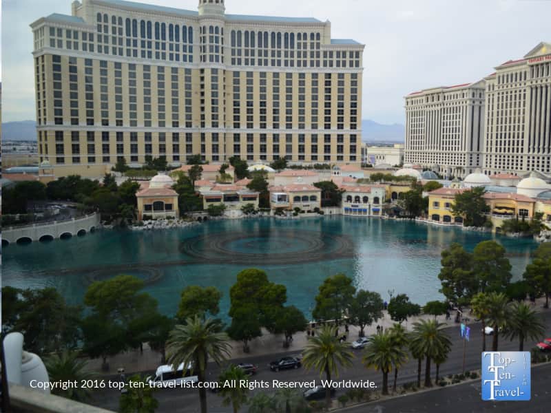 Amazing views of the Bellagio from the Eiffel Tower Restaurant in Vegas