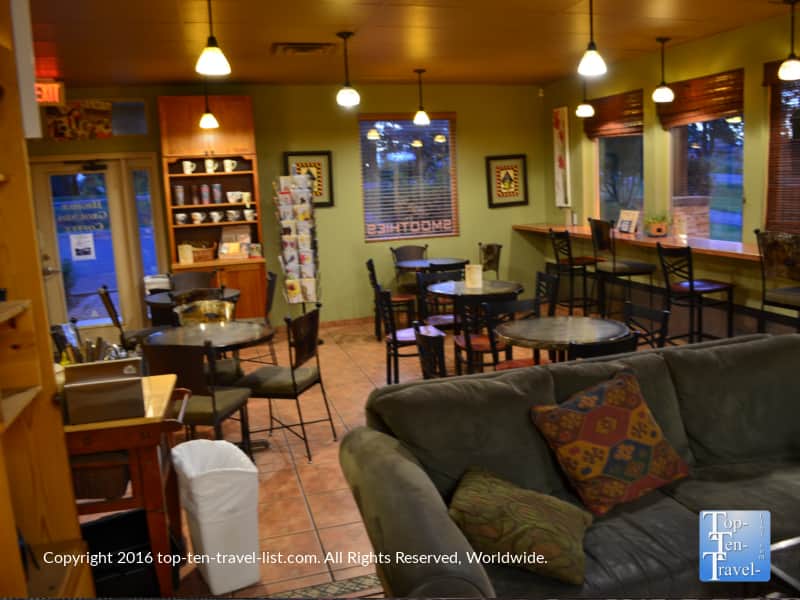Cozy seating area of Higher Grounds in Pagosa Springs CO