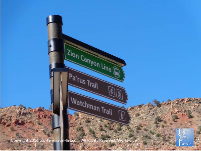 The 3.5 mile long Pa'rus trail at Zion National park