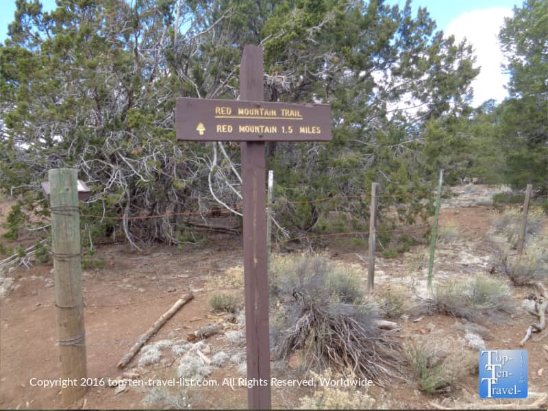 The Red Mountain trail sign in Arizona