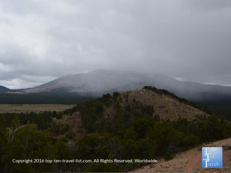 Misty views of the. mountains on the Slate Mountain Trail near Flagstaff