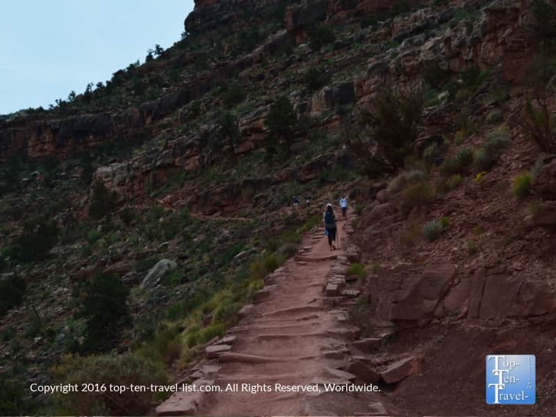 Trekking up the stairs on the Kaibab trail at the Grand Canyon