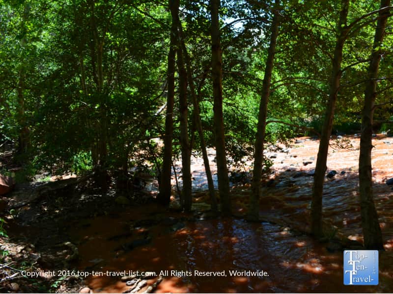 Peaceful creek scenery along the Templeton Trail in Sedona, AZ