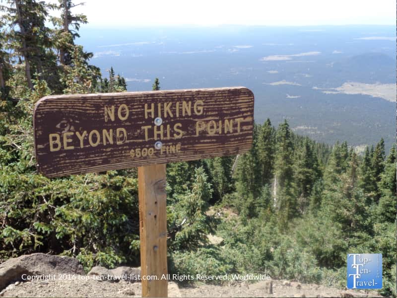 No hike beyond this point sign in Flagstaff