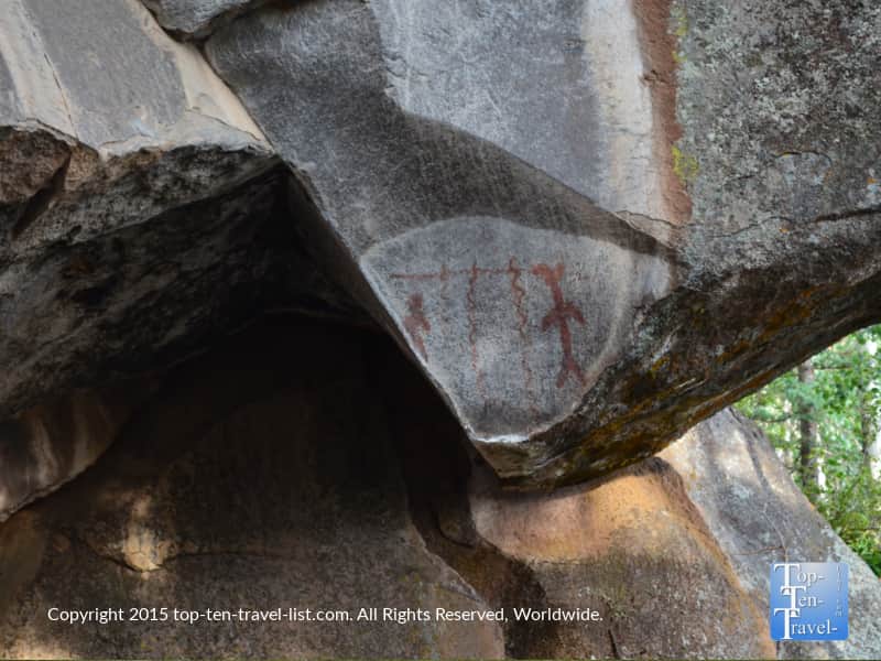 Ancient pictographs on the Veit Springs trail in Flagstaff, Arizona