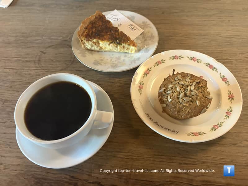 Veggie quiche & a healthy berry muffin at Lux Central