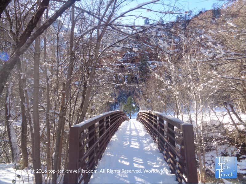 Bridge to the West Fork trail in the winter