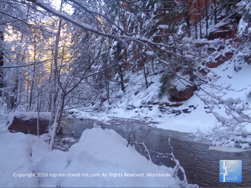 Winter walk along the West Fork trail in Sedona