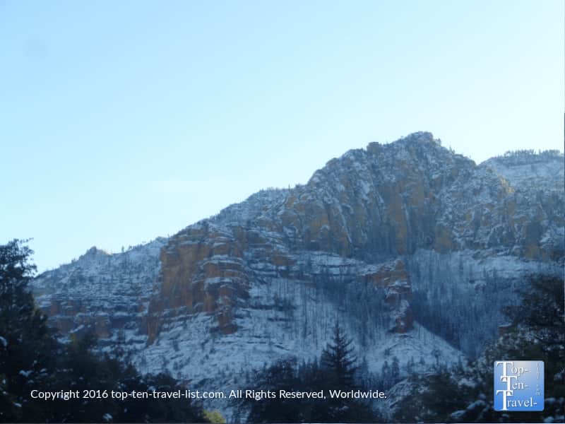 Sedona red rocks topped with snow after Christmas 2016 storm