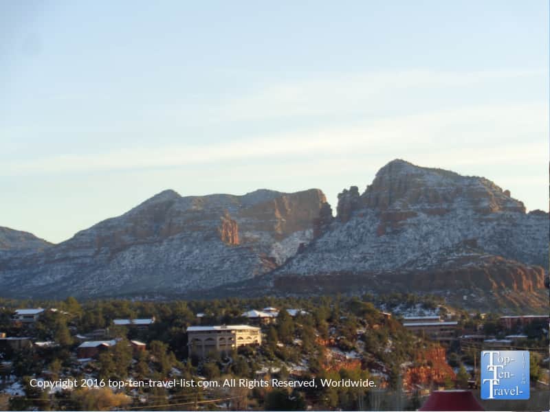 Great views of the red rocks topped with snow in Uptown Sedona